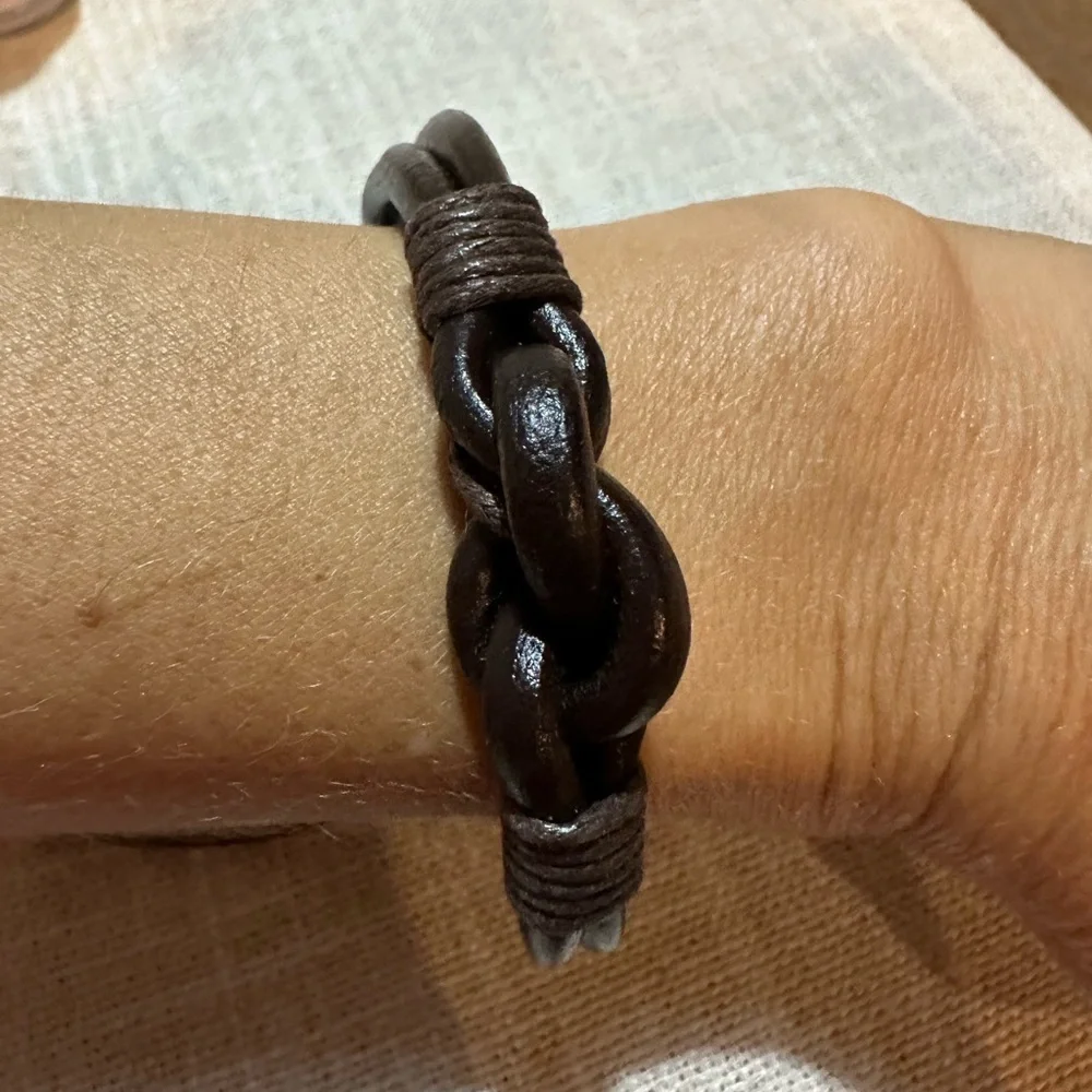 Handmade Brown Braided Bracelet Wrap for Men